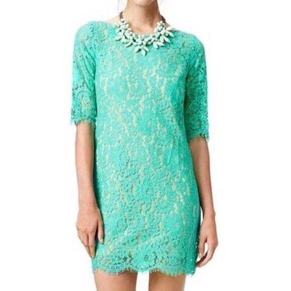 Robert Rodriguez Collection Sea Water Lace Crochet Sheer Shift Mini Dress - Sz 4 - Picture 5 of 5
